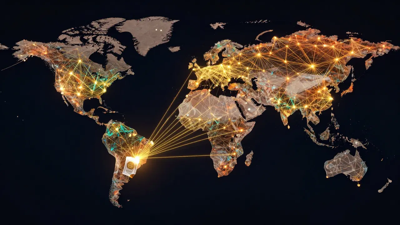 Rede global descentralizada com dados conectados e seguros
